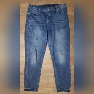 Lucky Brand Jeans Women's Hayden Crop Medium Mid Rise Denim Tapered Raw Hem 4/27